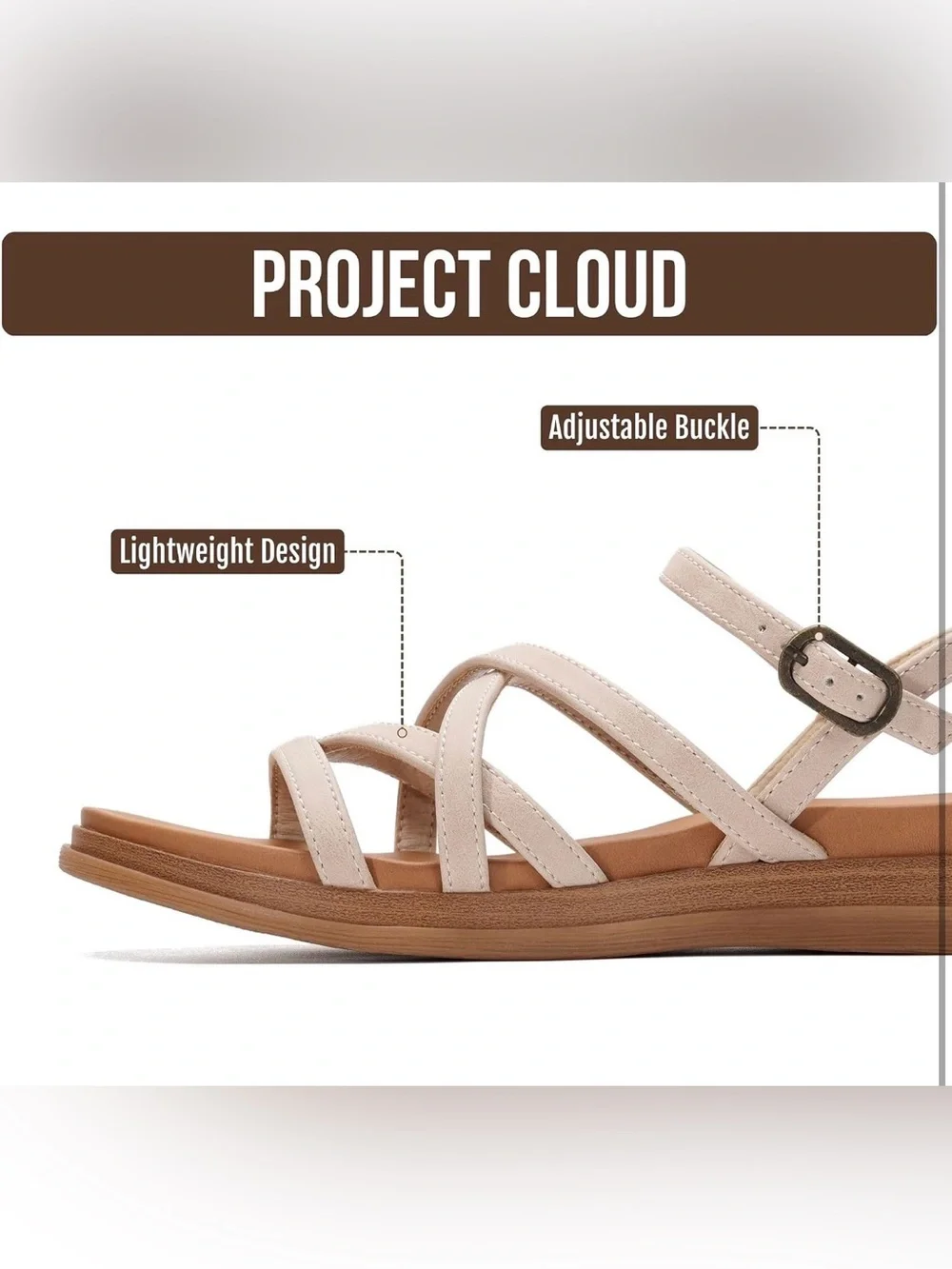 NIB Project Cloud “Nice”  Wedge Sandals Cream Size 6 Boho Slingback Comfort